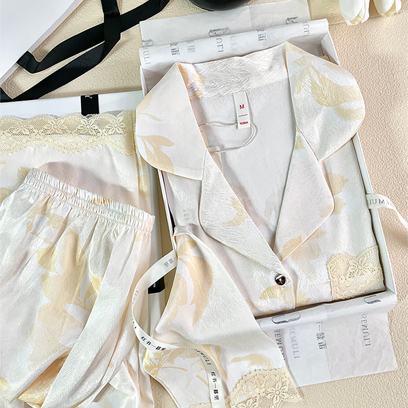 居家柔软丝滑开衫家居服套装