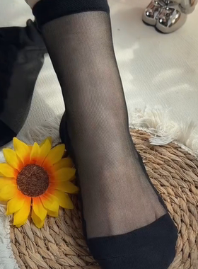 性感黑色夏季薄款透明水晶丝防滑耐磨船袜女短袜