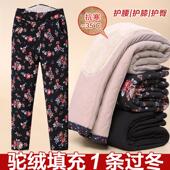 秋冬季 奶奶装 高腰驼绒裤 妈妈加绒加厚棉裤 子外穿中老年人女保暖裤