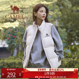 骆驼羽绒马甲男女同款秋冬季新款运动轻薄短款羽绒背心休闲外套