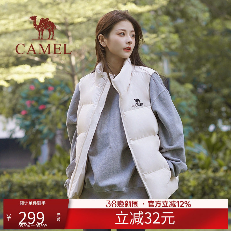 骆驼羽绒马甲男女同款秋冬季新款运动轻薄短款羽绒背心休闲外套