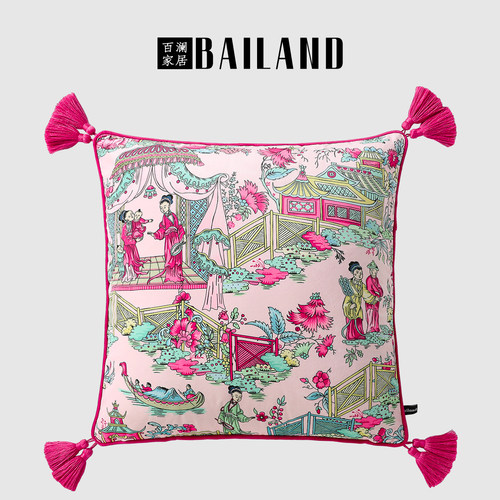 百澜家居中国风印花客厅沙发靠垫