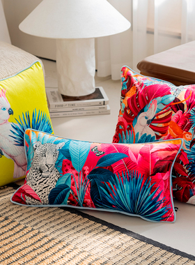 百澜家居YH176丛林动物美式北欧极简主义客厅沙发靠垫抱枕套腰枕