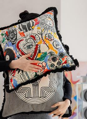 百澜家居YH191太阳之眼复古设计沙发抱枕靠枕床头靠枕飘窗腰枕