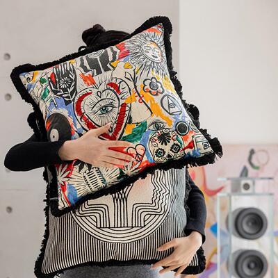 百澜家居YH191太阳之眼复古设计沙发抱枕靠枕床头靠枕飘窗腰枕