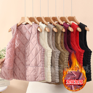 显瘦坎肩 秋冬加绒棉马甲内胆女轻薄保暖内搭背心贴身内穿学生大码