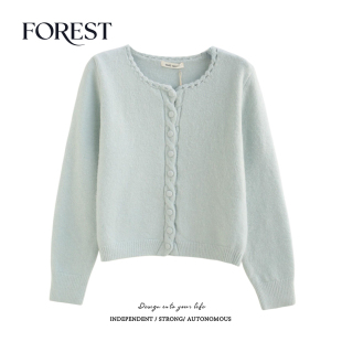 不退不换 2件5折 款 麻花单排扣手钩花边长袖 外套 毛衣开衫 清仓