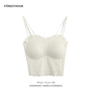 白色蕾丝小吊带背心女内搭带胸垫美背内衣打底衫 新款 夏装 拾野森