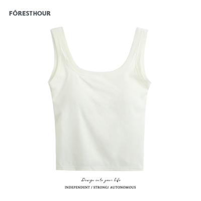 拾野森吊带背心带胸垫