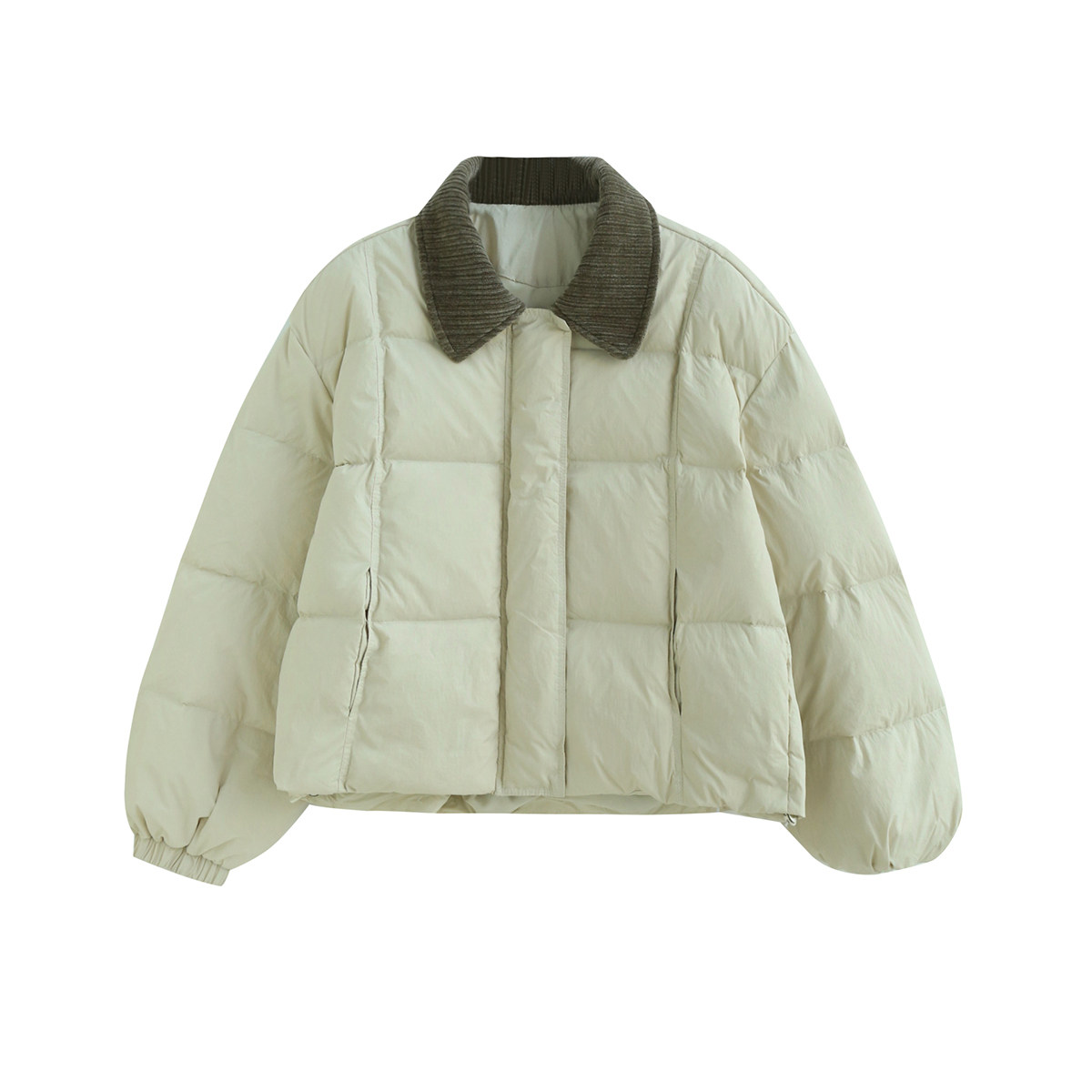 拾野森 冬装新款韩系宽松短款抽绳灯芯绒翻领白鸭绒羽绒服外套,女装/女士精品,羽绒服,淘宝优惠券,粉丝福利购,淘宝优惠卷