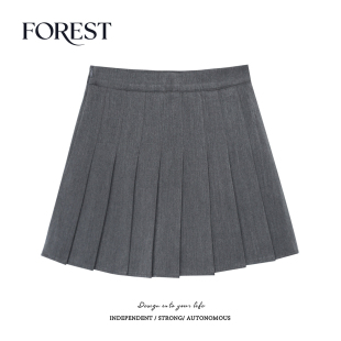 学院风高腰显瘦a字裙半身裙百褶裙学生短裙春秋 新款 拾野森 夏装