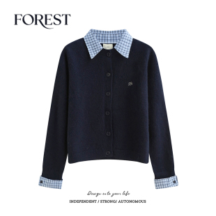 清仓 领长袖 2件5折 院风假两件刺绣格子衬衫 毛衣开衫 不退不换