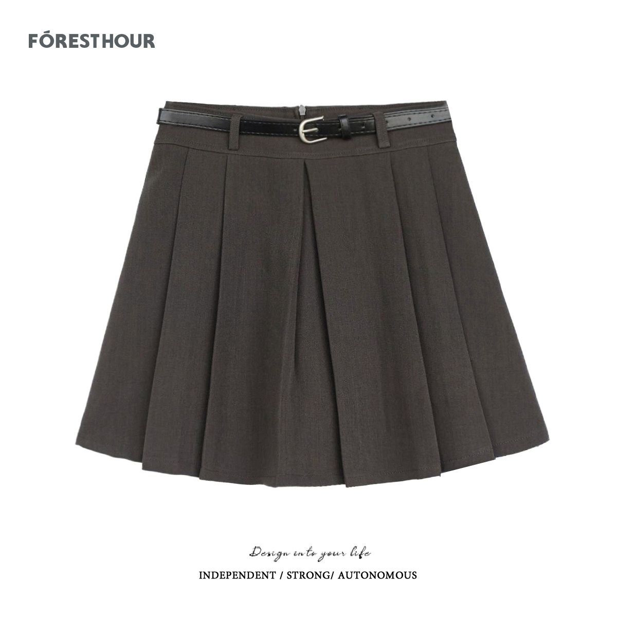 拾野森 春夏新款韩版学院风高腰显瘦半身裙A字裙百褶裙短裙,女装/女士精品,半身裙,淘宝优惠券,粉丝福利购,淘宝优惠卷