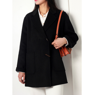 显瘦高端2024秋冬新款上衣双面羊绒大衣女大码胖mm短款毛呢外套潮