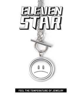 十一星球苦笑微笑钛钢项链
