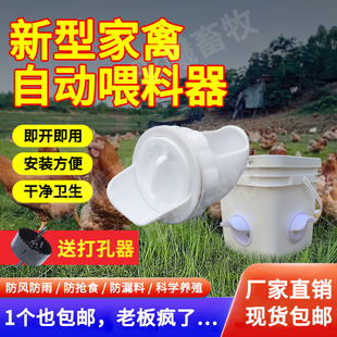 畜牧养殖喂食器重力喂鸡器食鸡槽用自动下料器鸡饲料桶鸡鸭喂料器