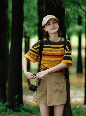 UNE EAU BLEUE速干山系户外工装短裙小个子女生前裙后裤防走光851