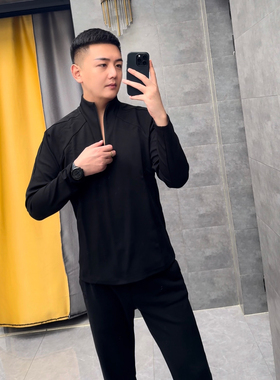 33649高品质男士秋冬立领卫衣休闲修身长袖打底休闲半拉链透气