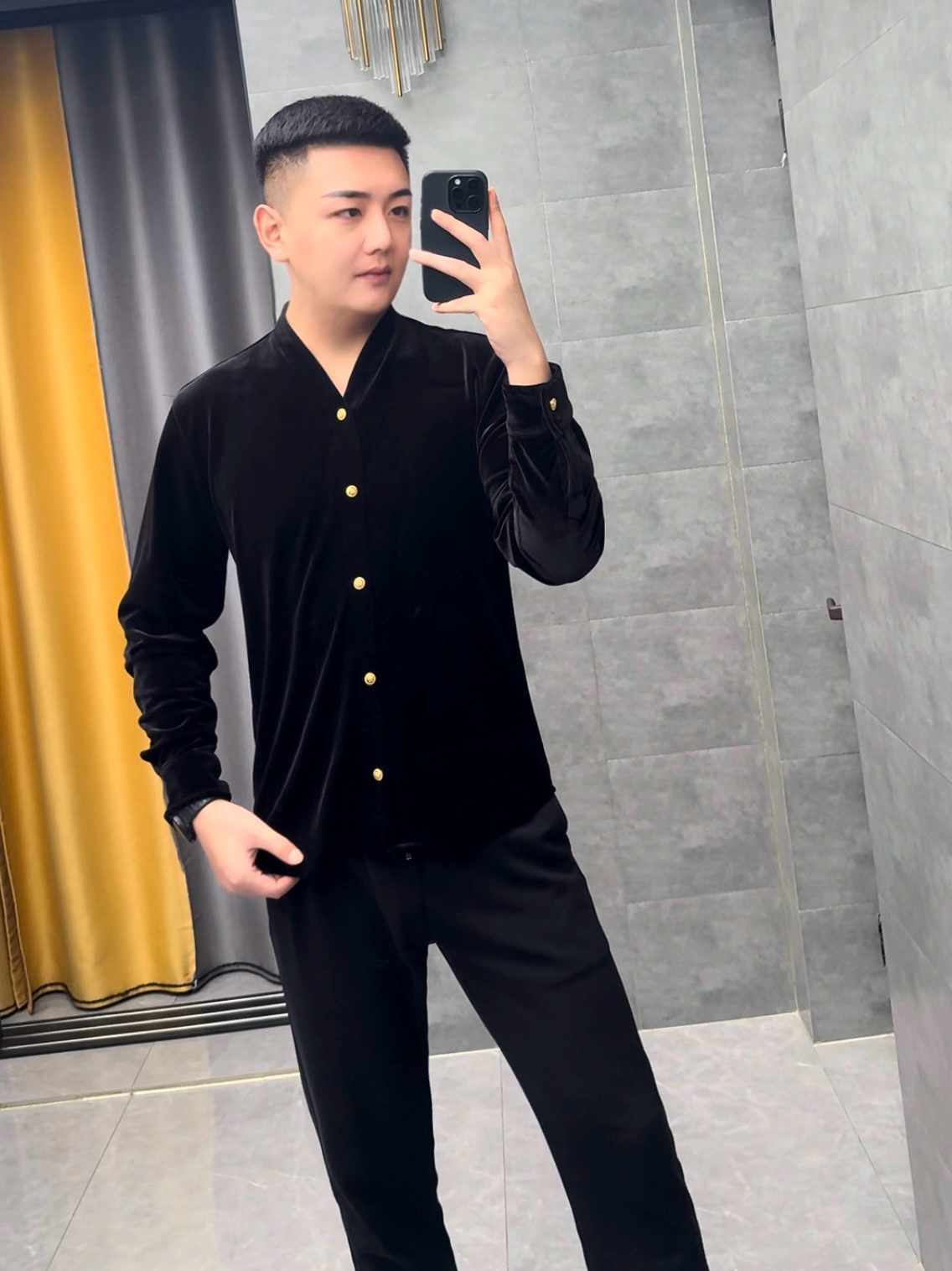 高端轻奢男士商务金丝绒衬衫