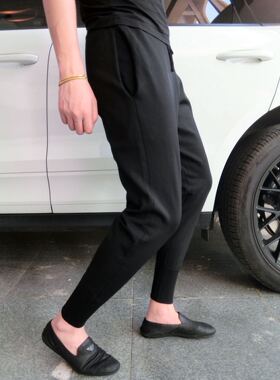 纯色春秋冬舒适系带针织裤小脚裤休闲修身超弹束脚裤网红同款裤子