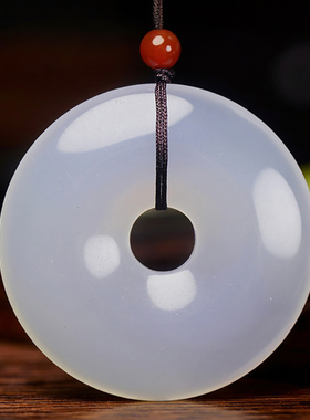 天然原矿白玛瑙平安扣吊坠50mm