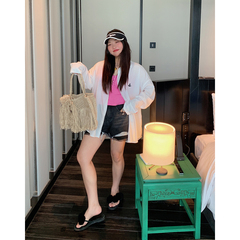金大支防晒衬衫女薄款轻奢高级感2025新款夏季胖mm遮肚子长袖上衣