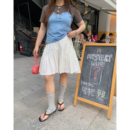 金大支不规则系带半身裙女2025新款 胖mm显瘦遮肚白色裙子 夏季 大码