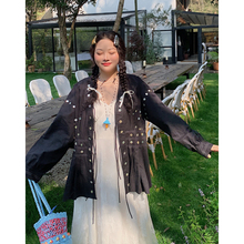 金大支贝壳纽扣衬衫外套2025新款春装设计感小众胖mm大码女装上衣