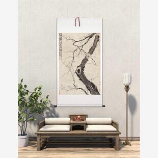清金农墨梅图纸本立轴中国古画水墨梅花图高清微喷复制玄关装饰画