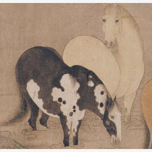 新品唐韩干十六神骏图卷中国古画国画骏马图微喷复制临摹学习素材