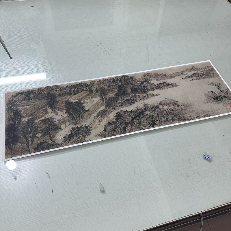 王蒙南村草堂图复古书画山水国画真迹宣纸微喷仿古横幅装裱装饰画