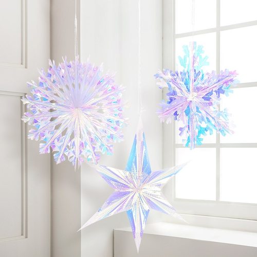 六角形幻彩雪花装饰吊饰布置道具