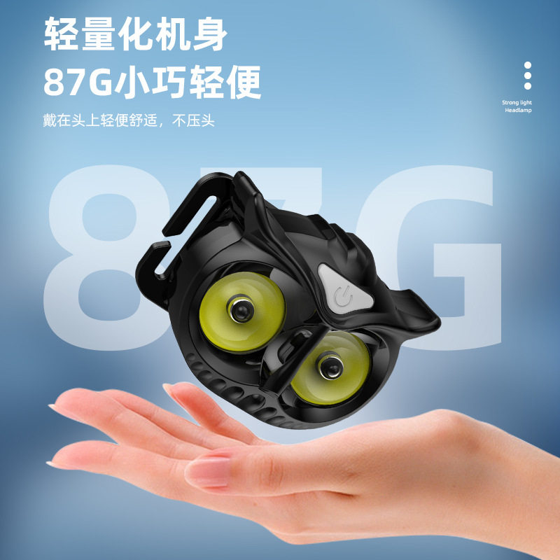 爆款感应猫头鹰头灯强光L