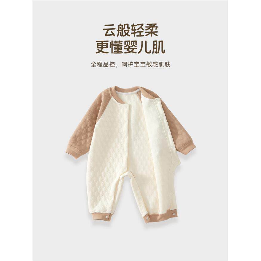 婴儿连体衣保暖春秋款夹