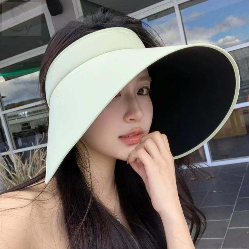 明星同款灯罩帽黑胶防晒帽全脸遮阳帽大檐空顶帽女显脸小全遮光帽