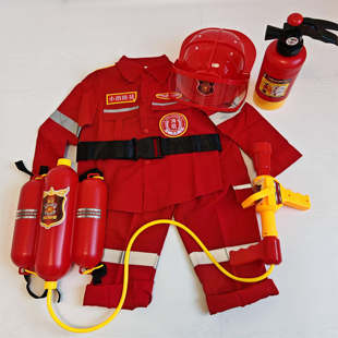 男女童职业体验装 短袖 灭火器夏季 儿童消防员衣服角色扮演玩具套装