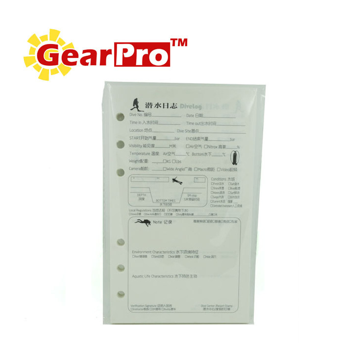 GearPro 潜水日志内芯 潜水日记本补充内页50张100页可记录一百潜