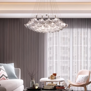Facet手工玻璃吊灯 简约现代客厅轻奢主灯LED客厅灯意大利lasvit