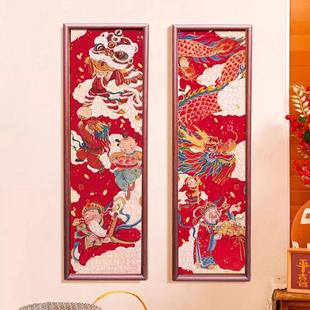 TOI588片福瑞呈祥拼图框70 20门神加卡纸龙腾马跃实木相框定制