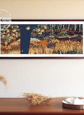 雷诺瓦烟如织1000片拼图框95.4*34.9 实木画框挂墙加卡纸留白定制