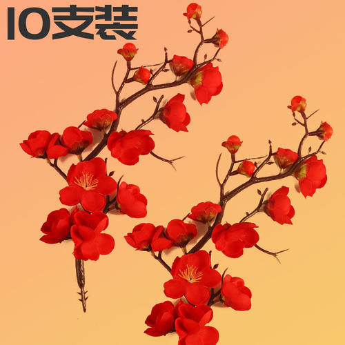 蛋糕装饰寿公寿婆红色生日梅花枝