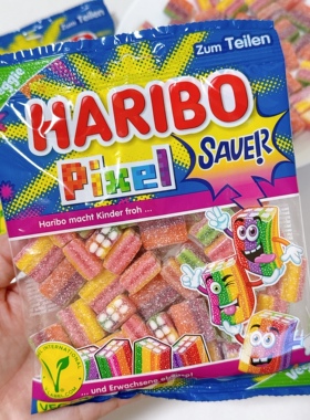 德国HARIBO哈瑞宝彩虹像素牵手小熊软糖金熊软糖恋爱糖酸爽果汁糖
