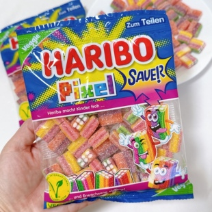德国HARIBO哈瑞宝酸砂彩虹像素牵手小熊软糖金熊恋爱糖酸爽果汁糖