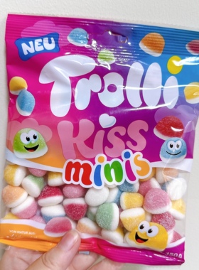 德国进口Trolli口力kiss亲吻糖酸恐龙草莓酸条糖水果软糖酸虫虫糖