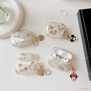3代苹果airpods3无线蓝牙耳机套保护壳潮防摔软壳 Pro2 烫金贝壳纹卡通米奇米妮适用AirPods3 4保护套AirPods