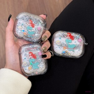 日韩可爱卡通流沙美人鱼公主适用苹果耳机保护套airpods pro2代无线蓝牙耳机壳三代ipod耳机套airpods4保护壳