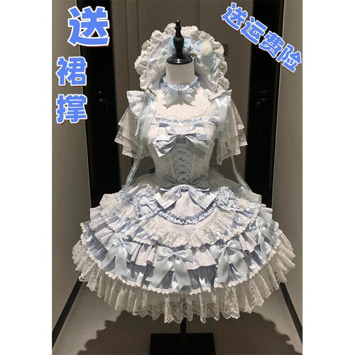 甜心蓝色小芙芭蕾风doll感可爱lolita裙少女风蝴蝶结公主裙洋装