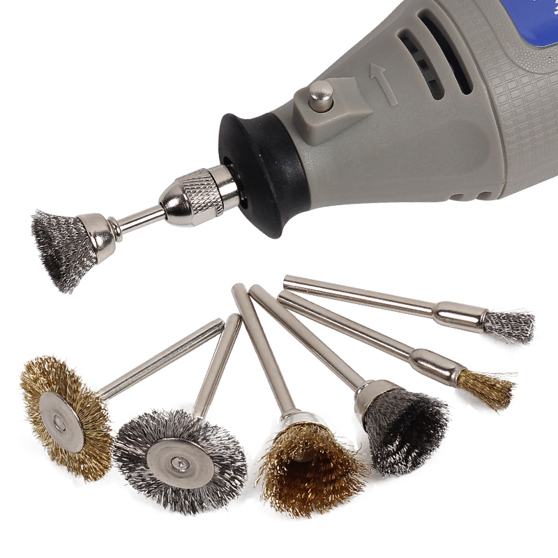 电磨钢丝刷金属除锈清理抛光打磨轮 文玩抛光清洁铜丝刷3毫米柄径