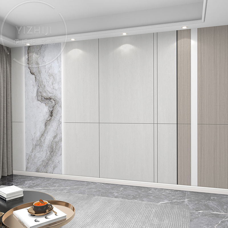 轻奢简约仿木饰面壁纸电视背景墙壁画8D立体墙布客厅卧室沙发壁布