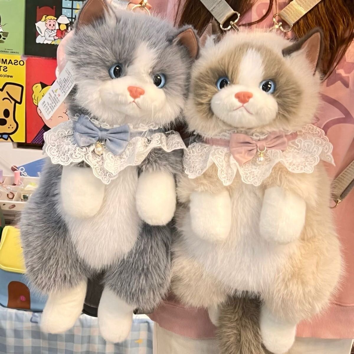 会叫仿真布偶小猫双肩包女孩礼物